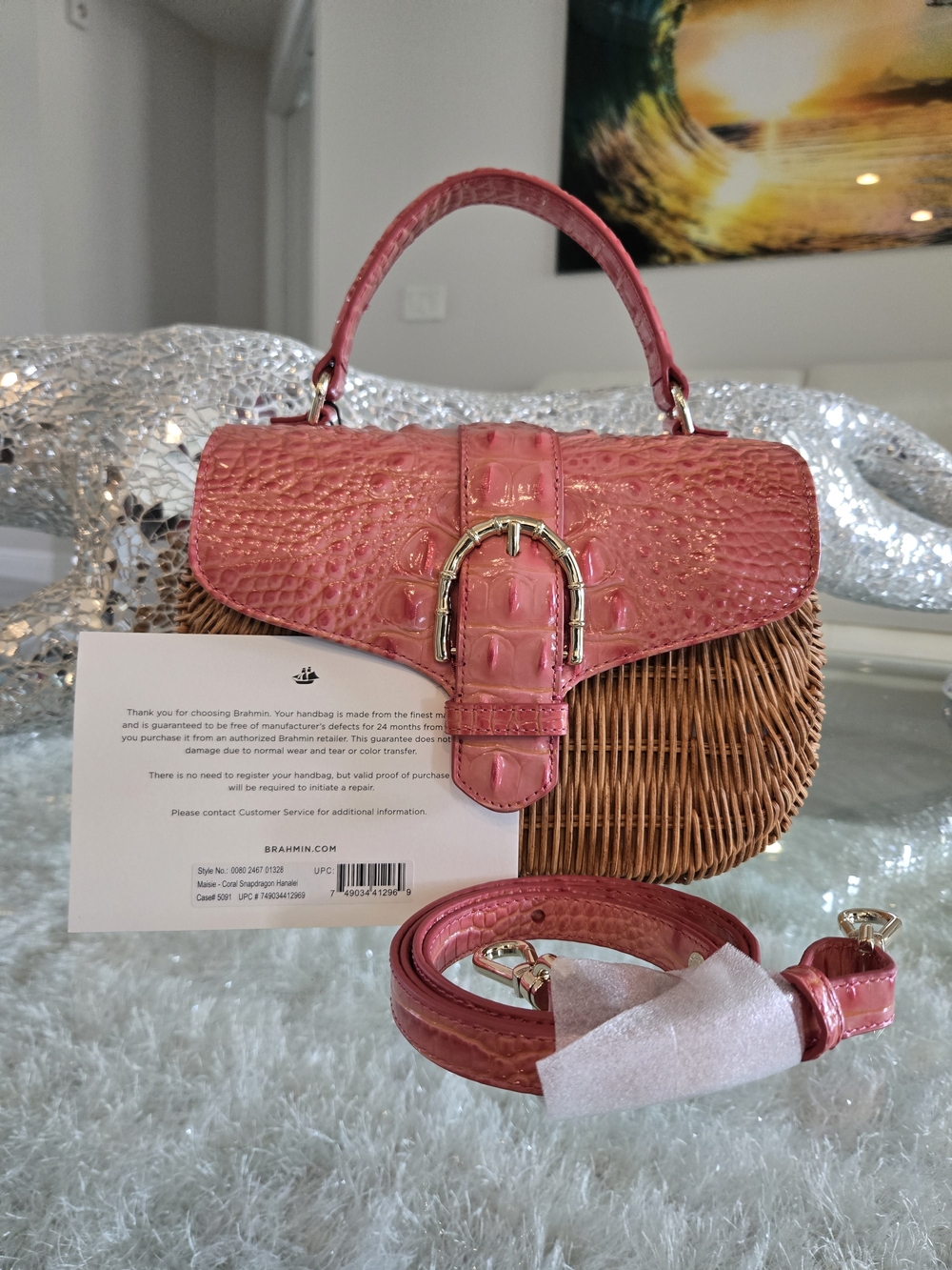 Brahmin RARE Maisie Wicker Genuine Leather Satchel NWT - Picture 12 of 13